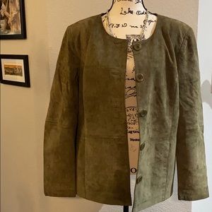 Olive Green Coldwater Creek Suede Jacket XL